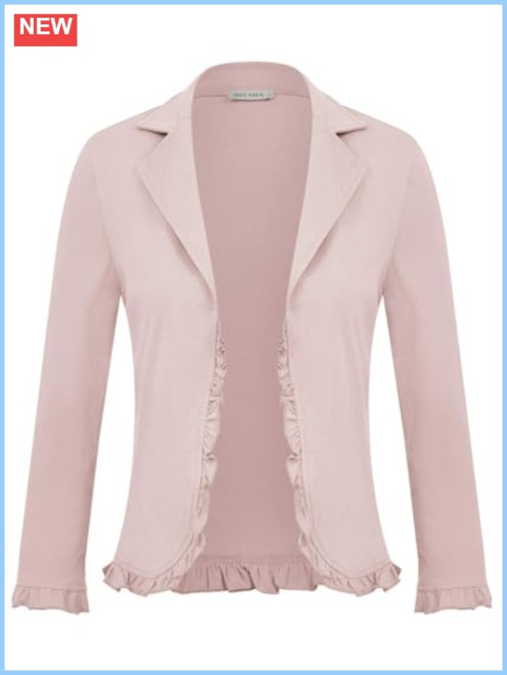 GRACE KARIN Women's Cropped Blazer with Ruffle Accents and Open Front Design